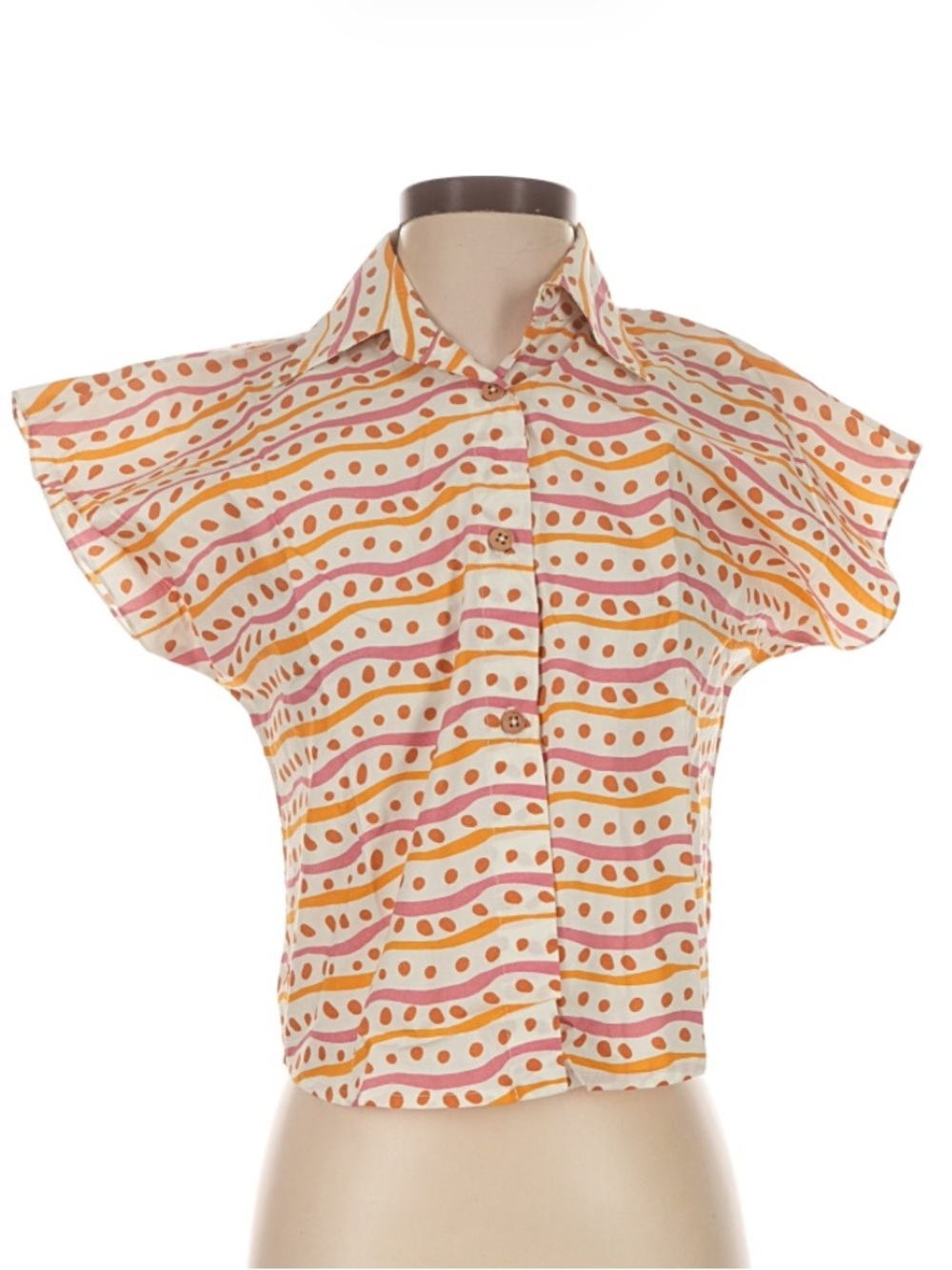 Cala De La Cruz Gigi Top Crop Button-Front Top Size small